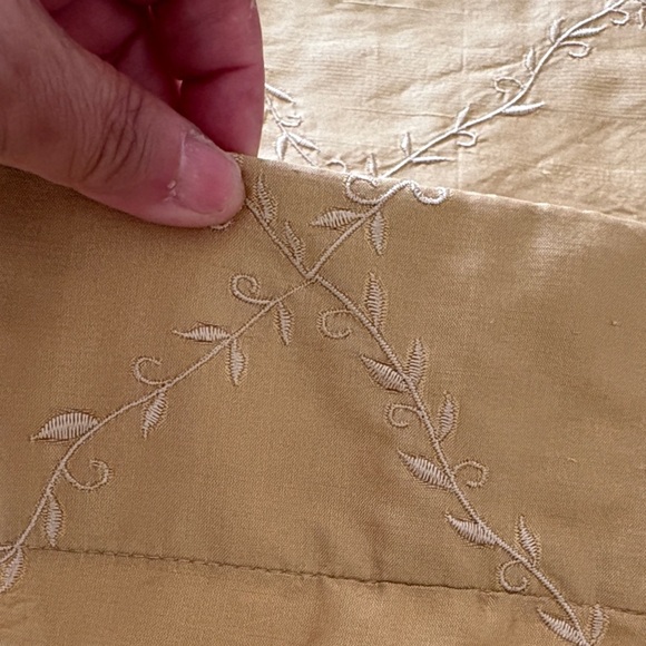 Gently Loved Gold Embroidered 100% Silk Lined Curtain Panel (only 1) - Picture 5 of 10